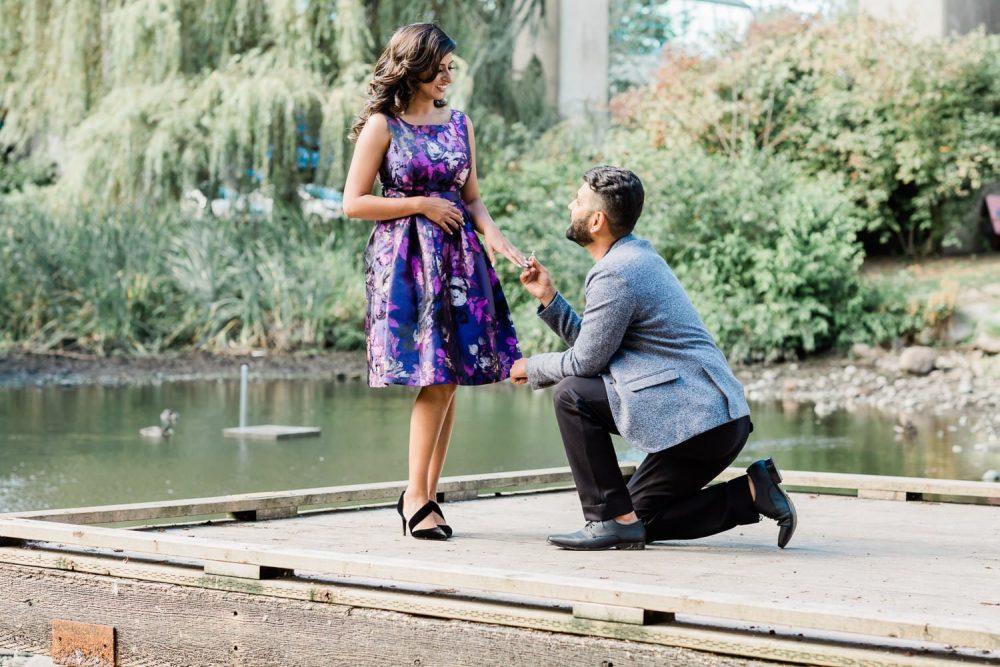 Indian couple engagement photo on Granville Island | Vancouver Indian wedding photographer