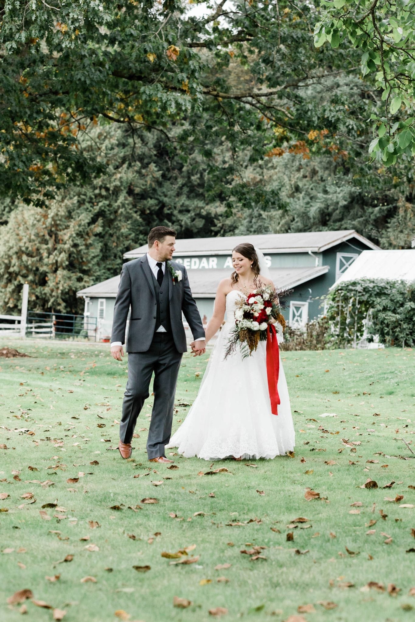 Rustic backyard wedding picture with bride and groom | Vancouver wedding photographer