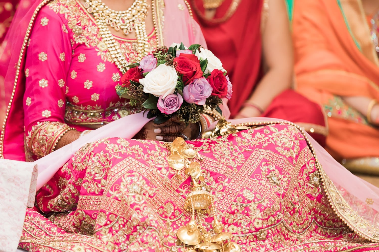 Indian wedding bouquet at the temple | Indian wedding photography Vancouver