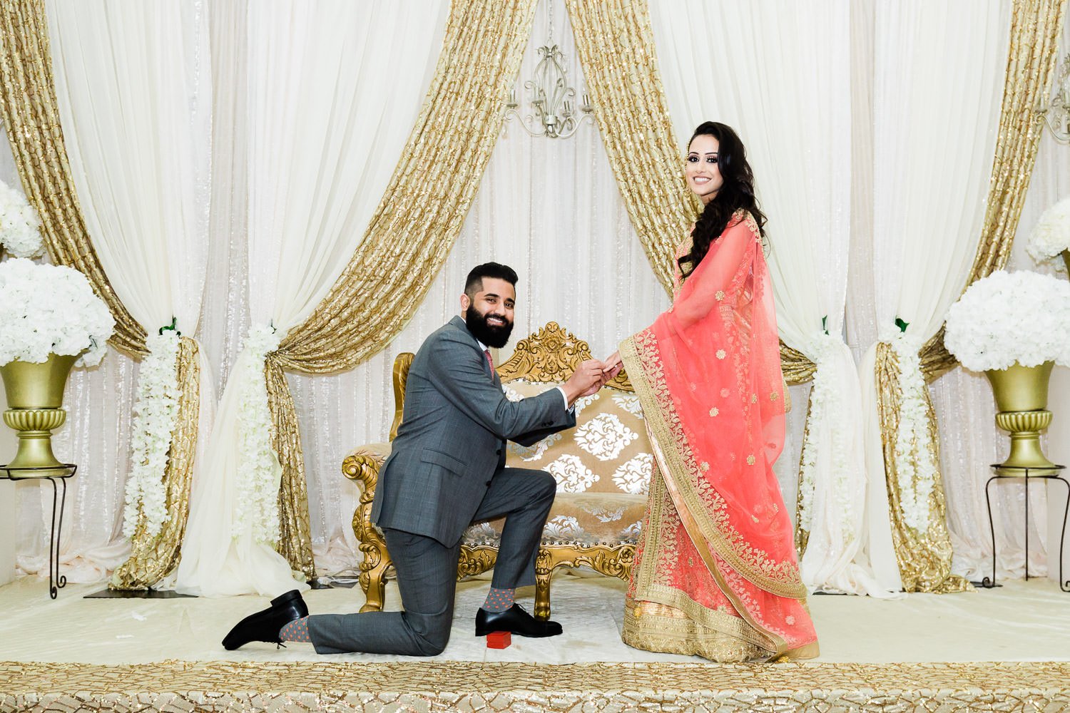 Indian couple getting engaged