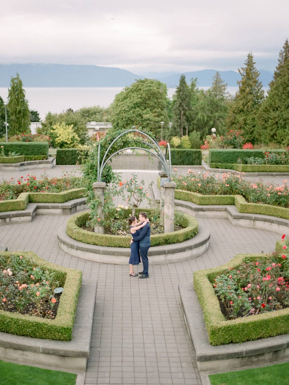 Engagement photo at UBC Rose Garden | Vancouver Fine Art Wedding Photographer